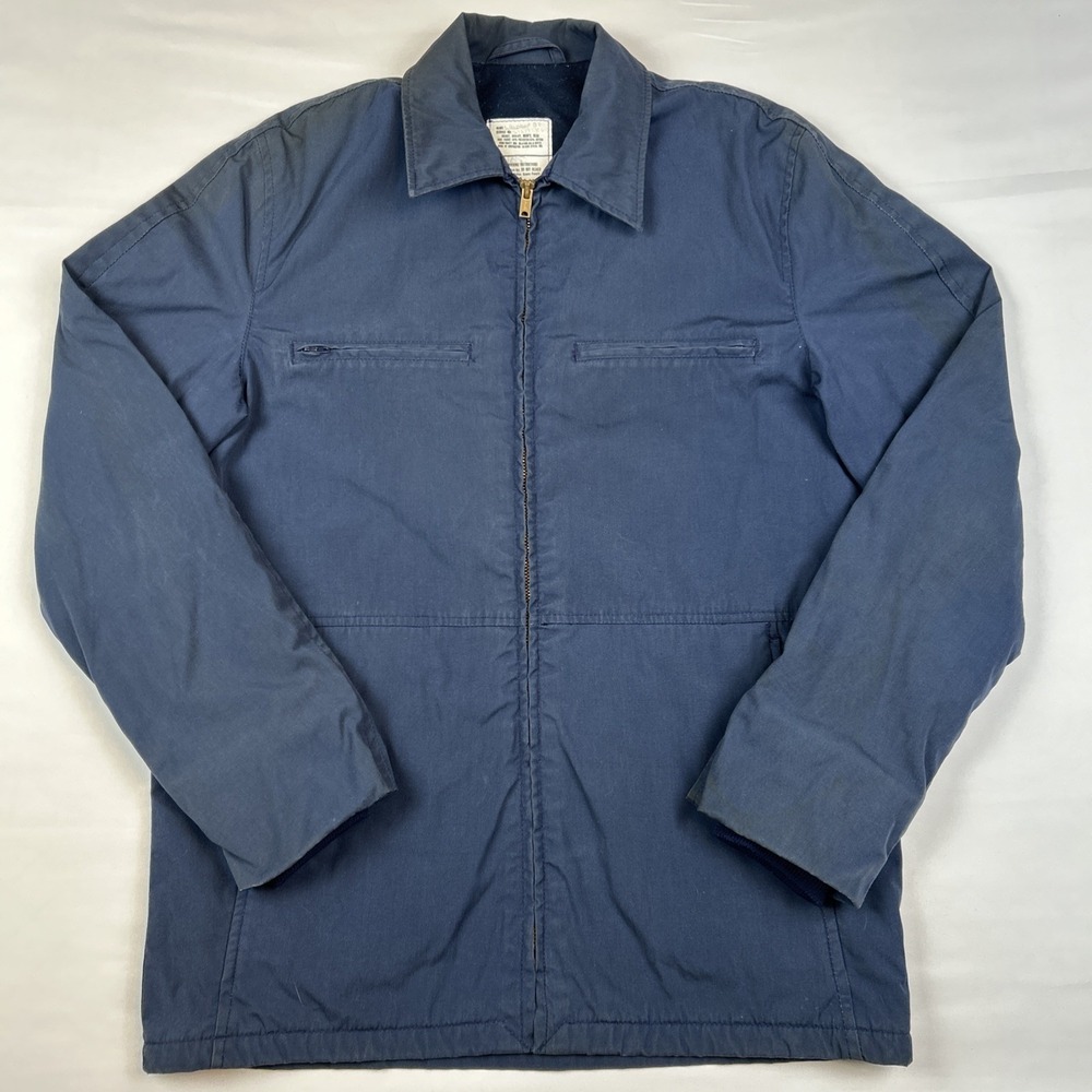 1980s US Navy Utility Jacket Size S/M Military Harrington Style Coat So-Sew USA